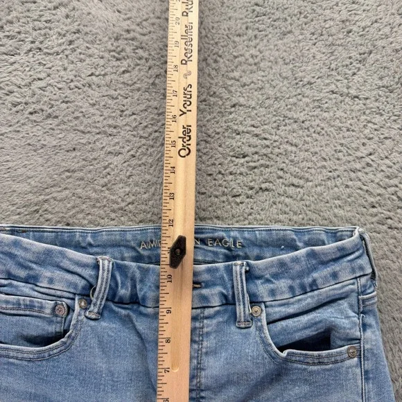 American Eagle Outfitters Luxe Jeans Womens 10 Blue Denim Flared Faded Stretch - Picture 4 of 13